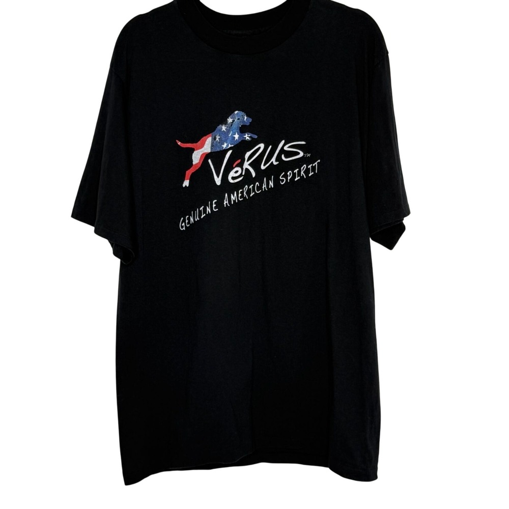 Vintage Eagle USA Men's ‎ L  Verus Genuine American Spirit Black T-Shirt  Cotton